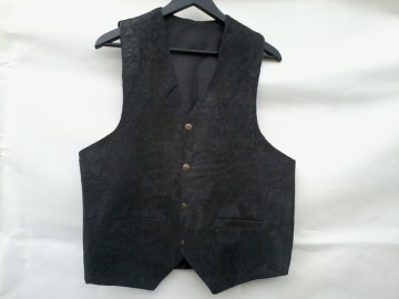 donker blauw leren suede gilet vest
