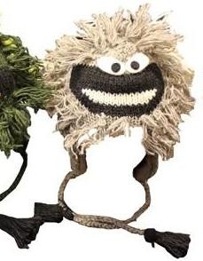 Gebreide muts grijs met slierten