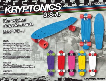 Kryptonics Torpedo skateboard blauw met rode wielen