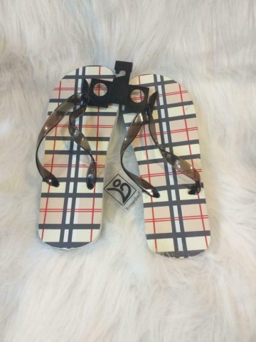 Teenslipper ruit wit